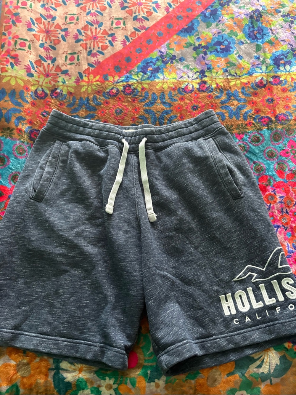 Hollister Dark Gray Terry Lounge Shorts with Drawstring